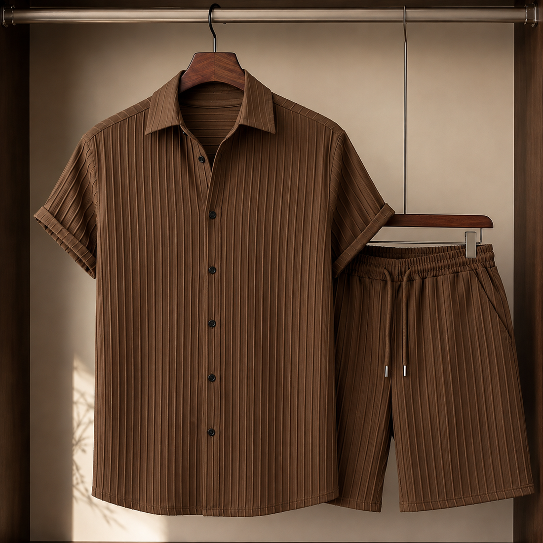 Emmett Pleated Set - Brown