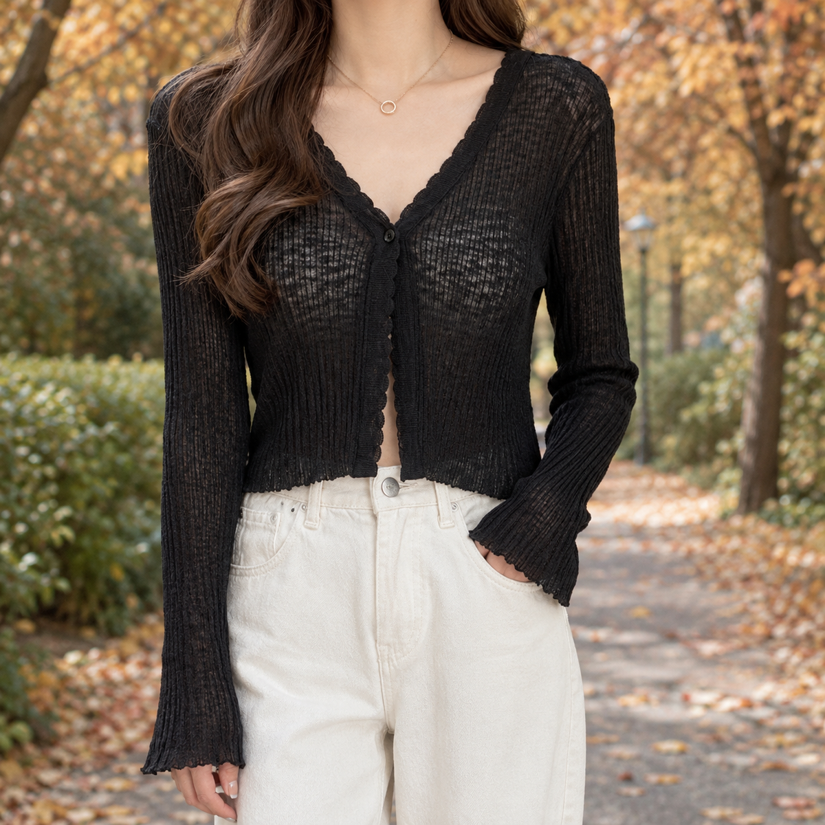 Fenella Sheer Cardigan - Black