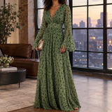 Elise Shimmer Maxi Dress - Green