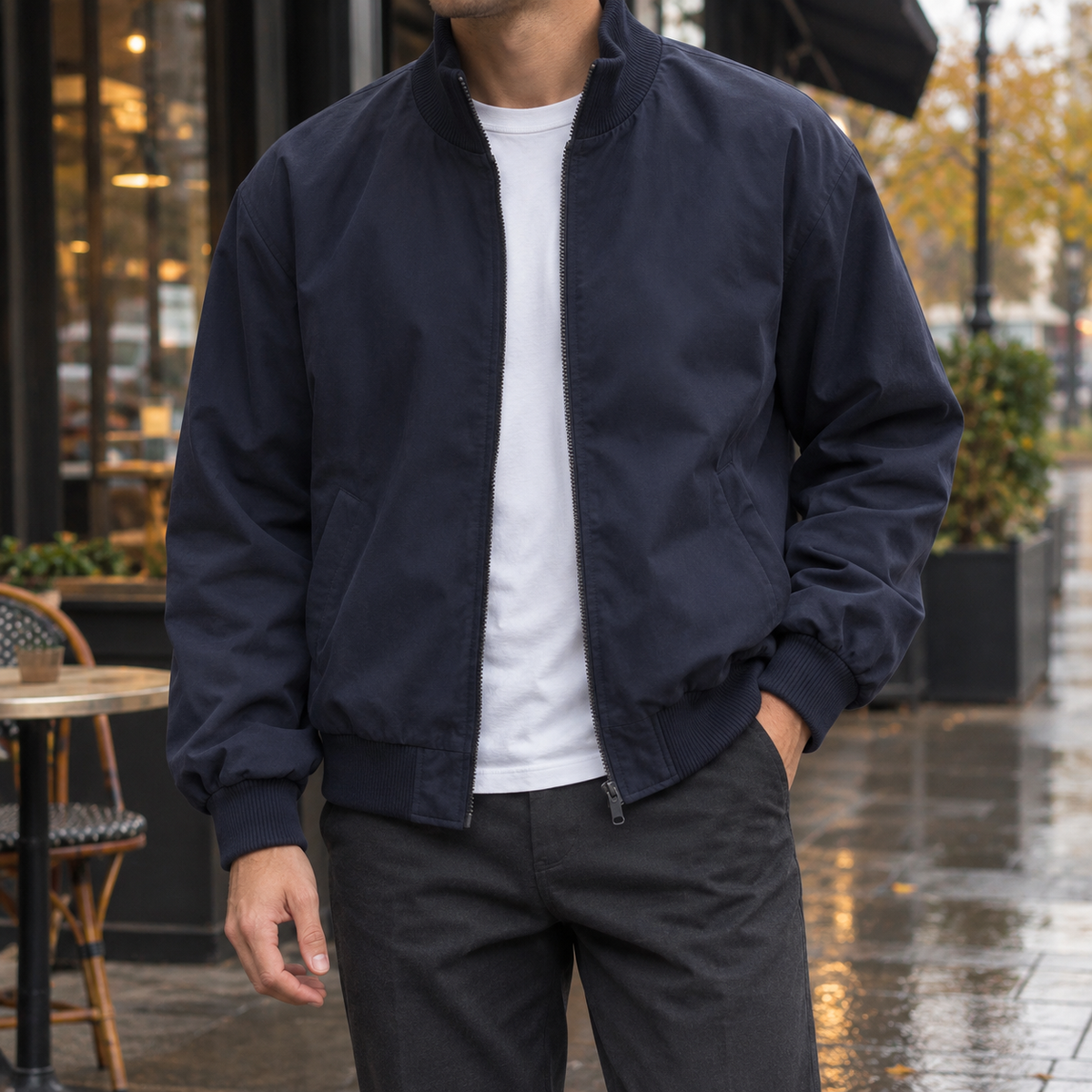 George-Lane Bomber Jacket - Navy