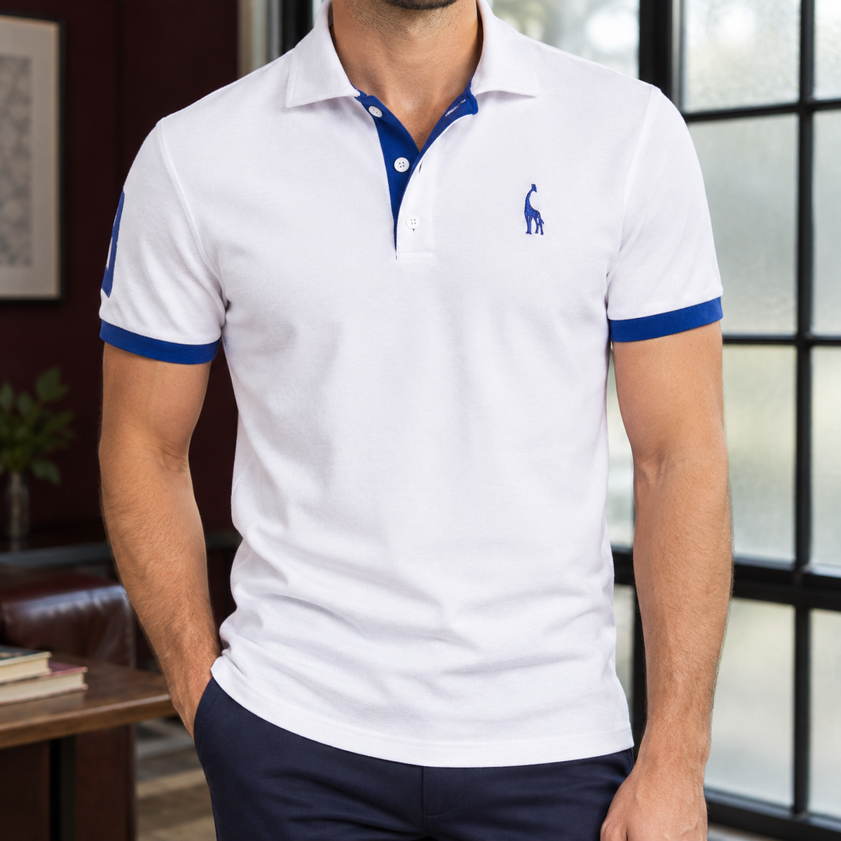 Raymond Contrast Polo - White