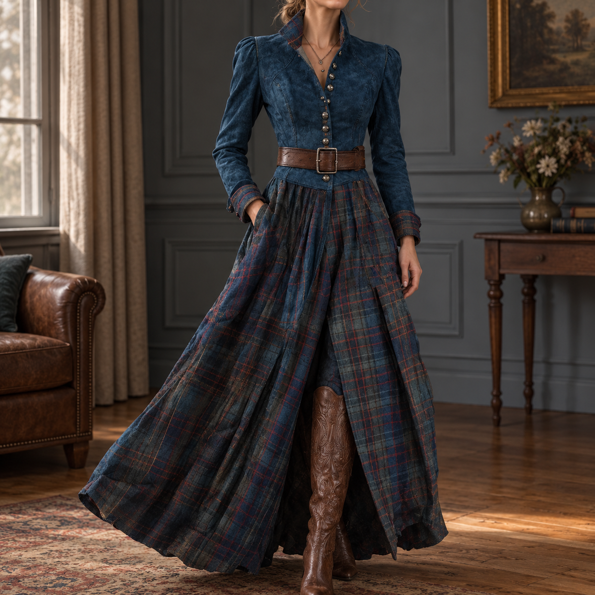 Zoe-Marie Spliced Maxi Dress - Peacock Blue