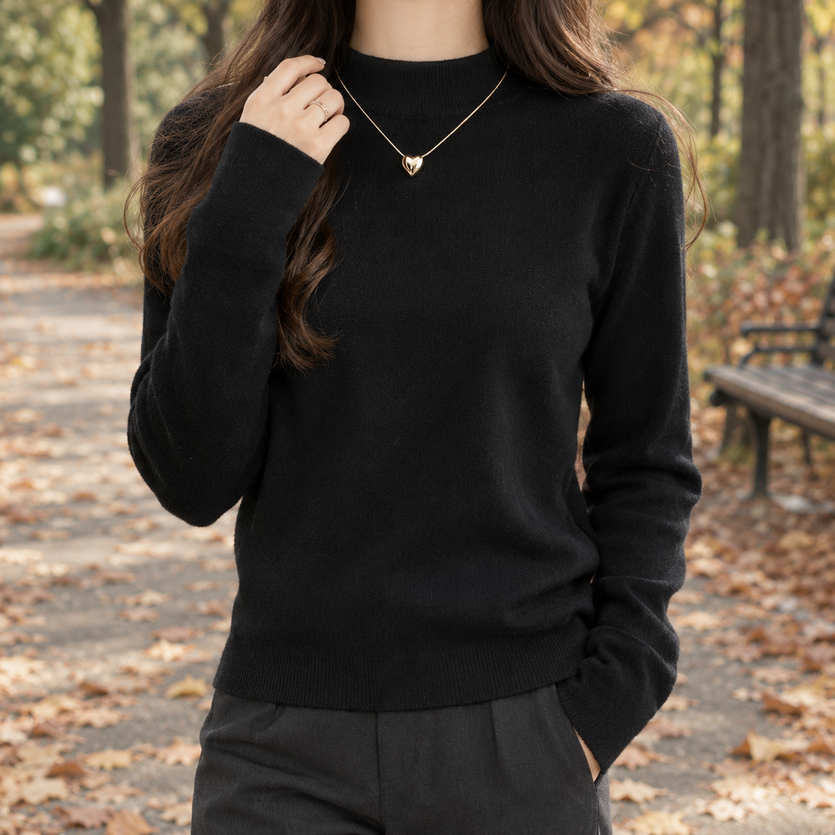 Faye Mock Neck Sweater - Black