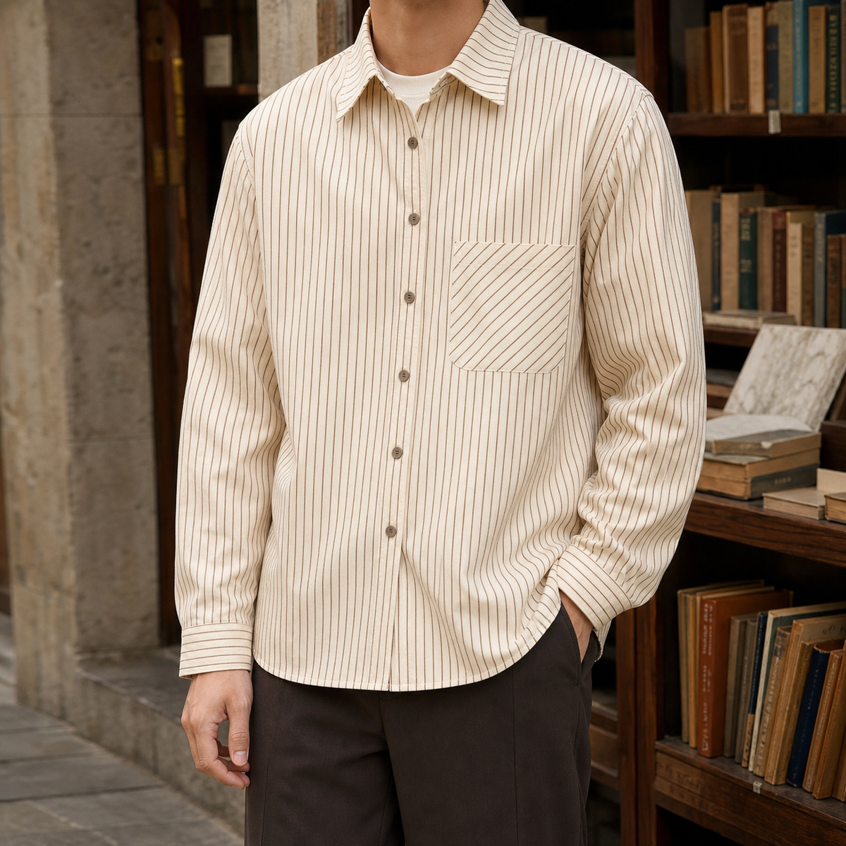 Valerian Striped Shirt - Apricot