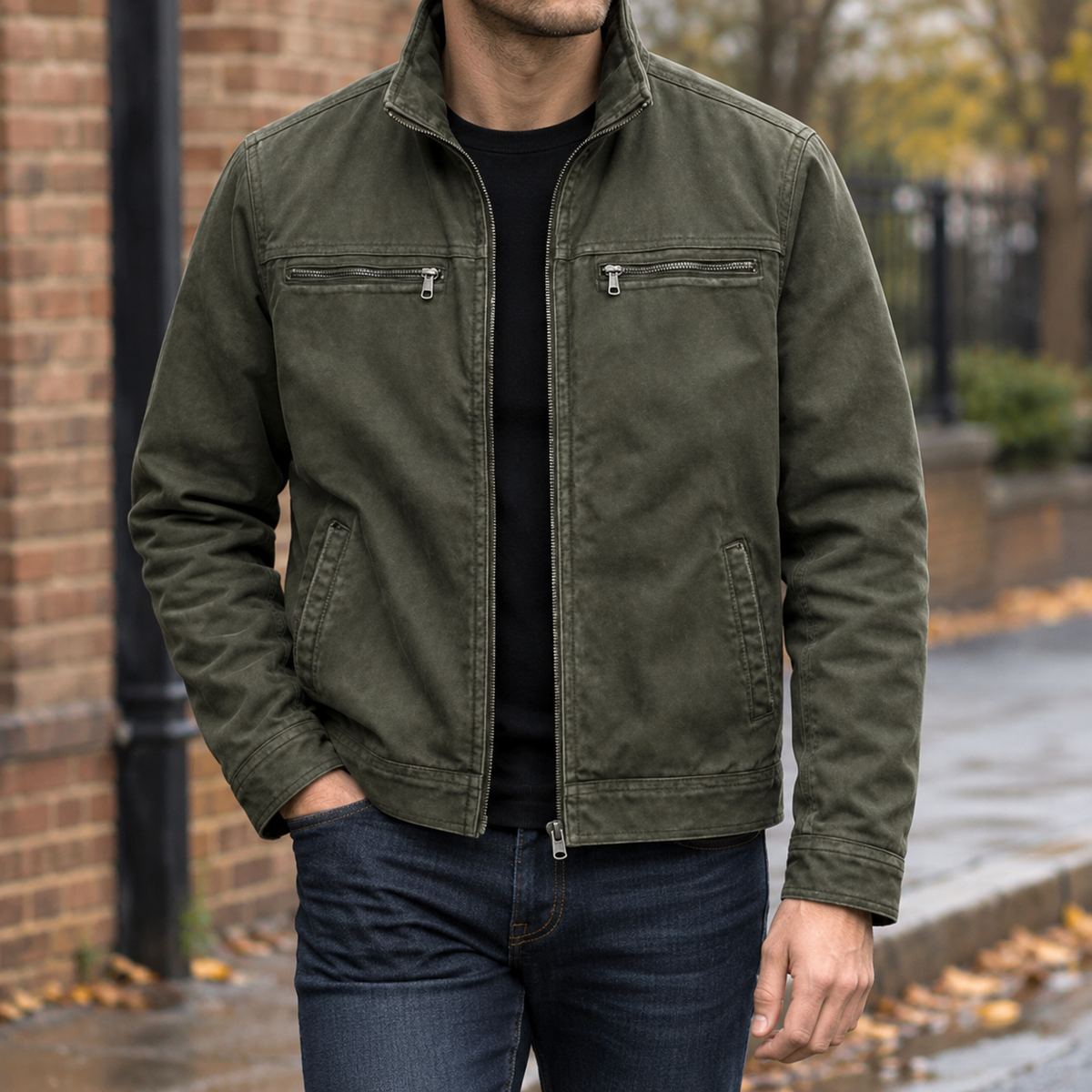 Benoit Zip Jacket - Army Green