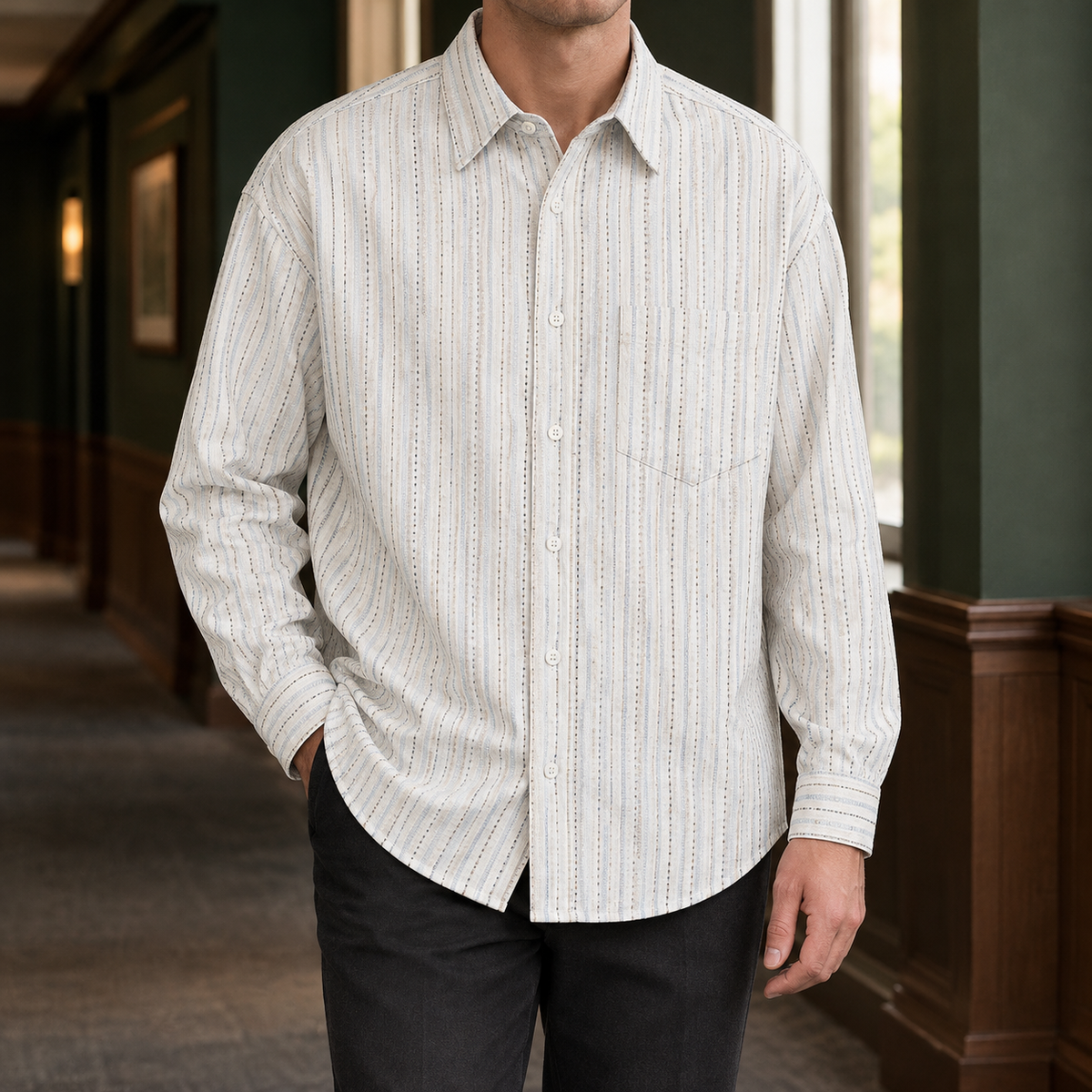Alphonse Striped Shirt - White