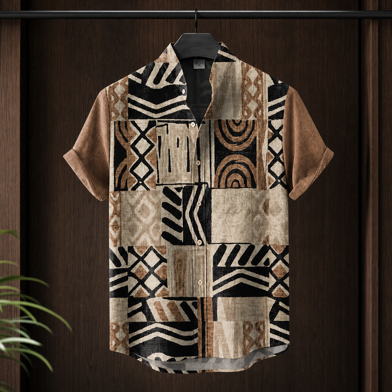 Otto Printed Shirt - Tan Abstract