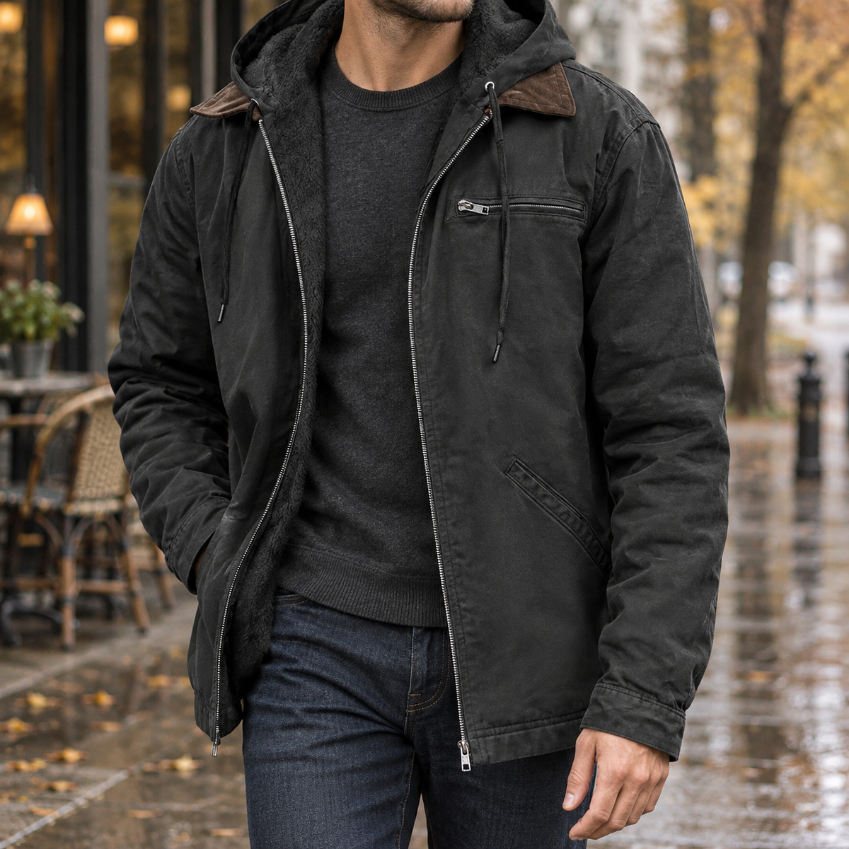 Timothy Hooded Jacket - Black