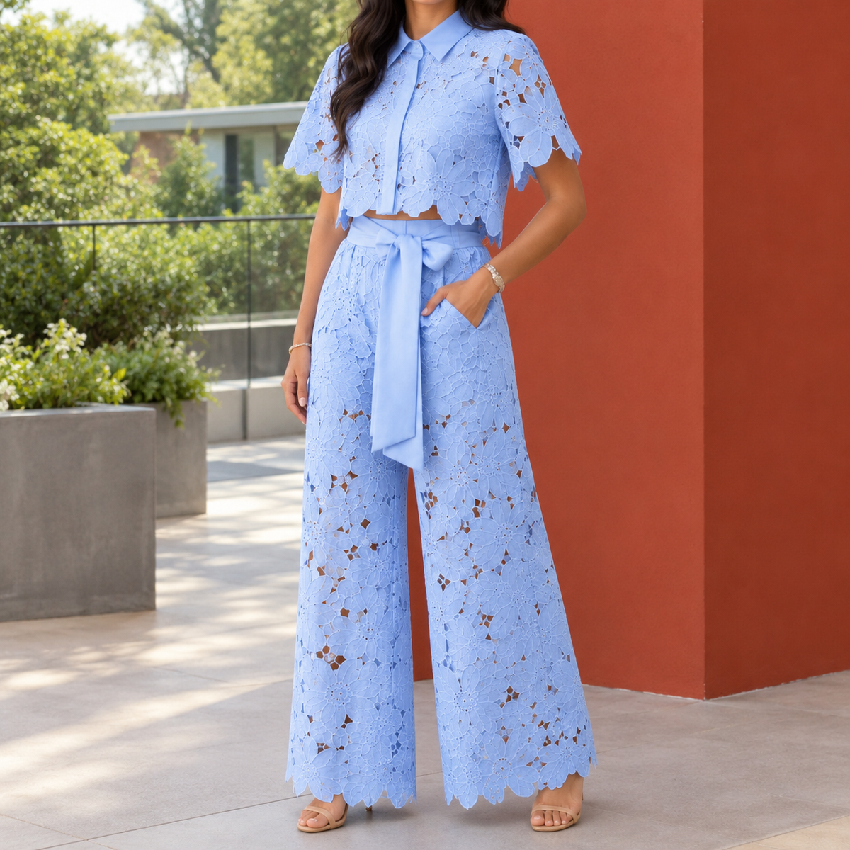 Evelina Wide Leg Set - Light Blue 2