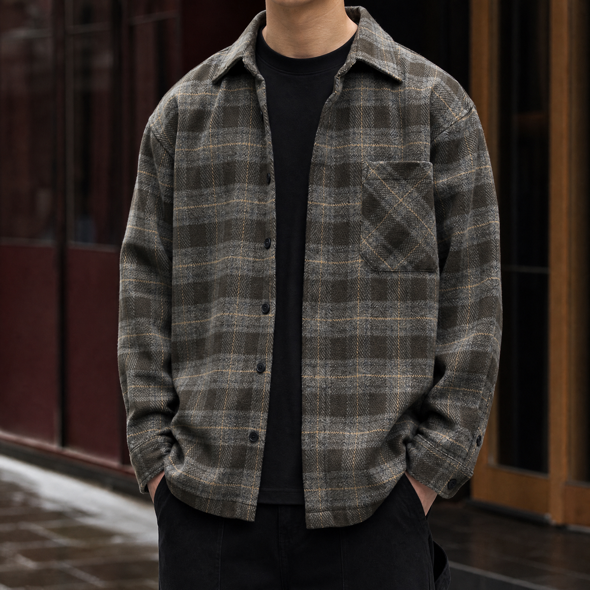 Vidal Plaid Overshirt - Coffee