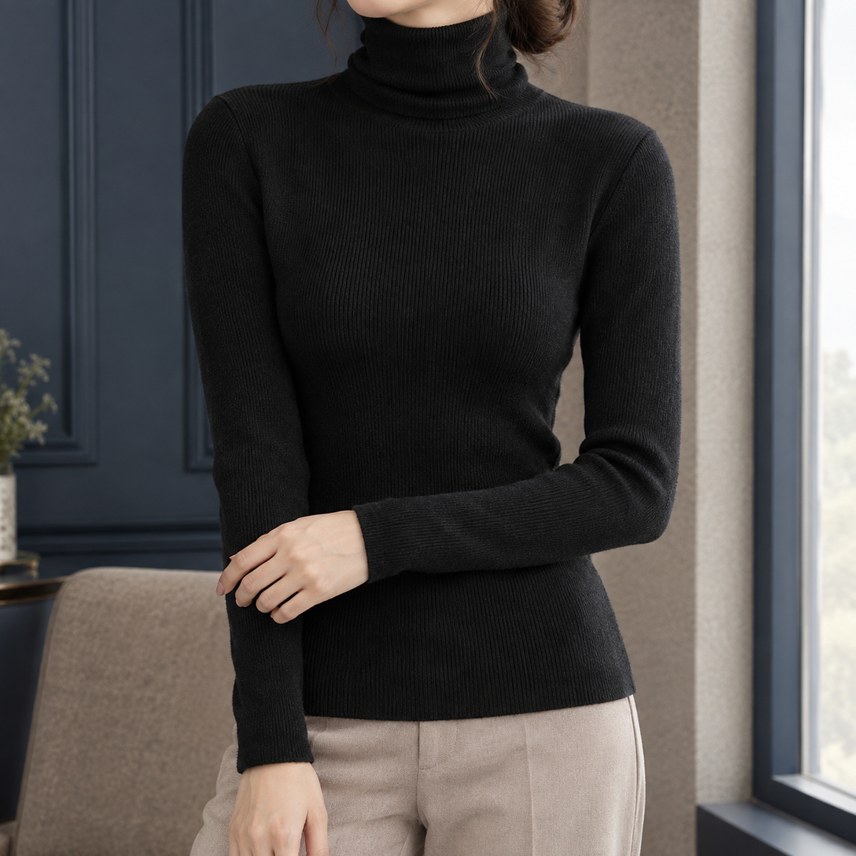 Morgan Turtleneck Sweater - Black