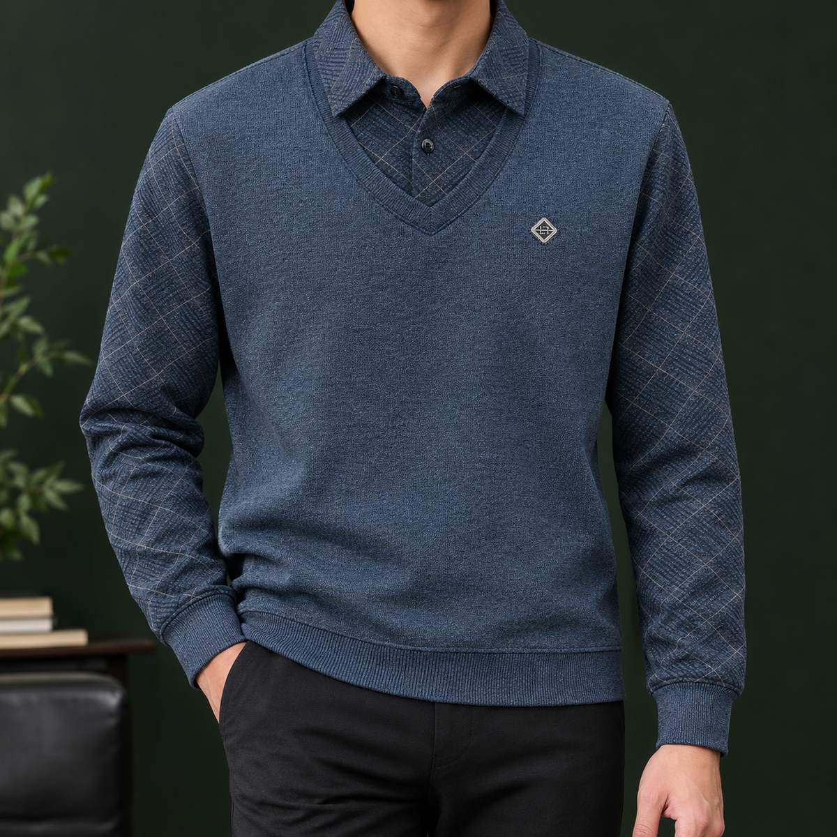 Simeon Layered Sweater - Blue