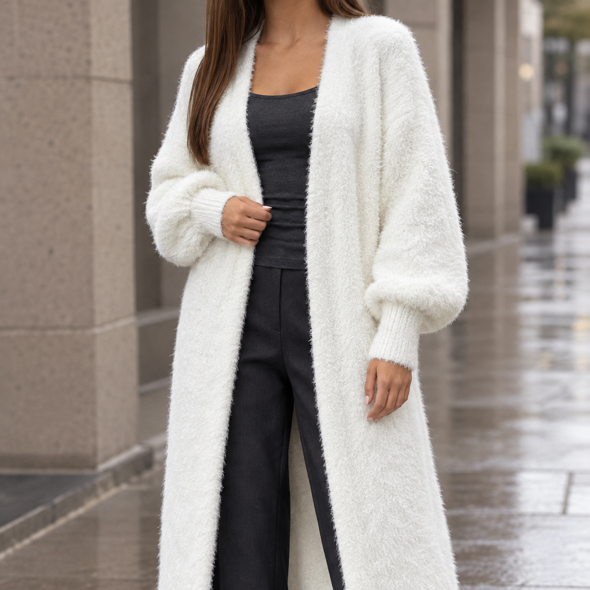 Oriane Longline Sweater - White