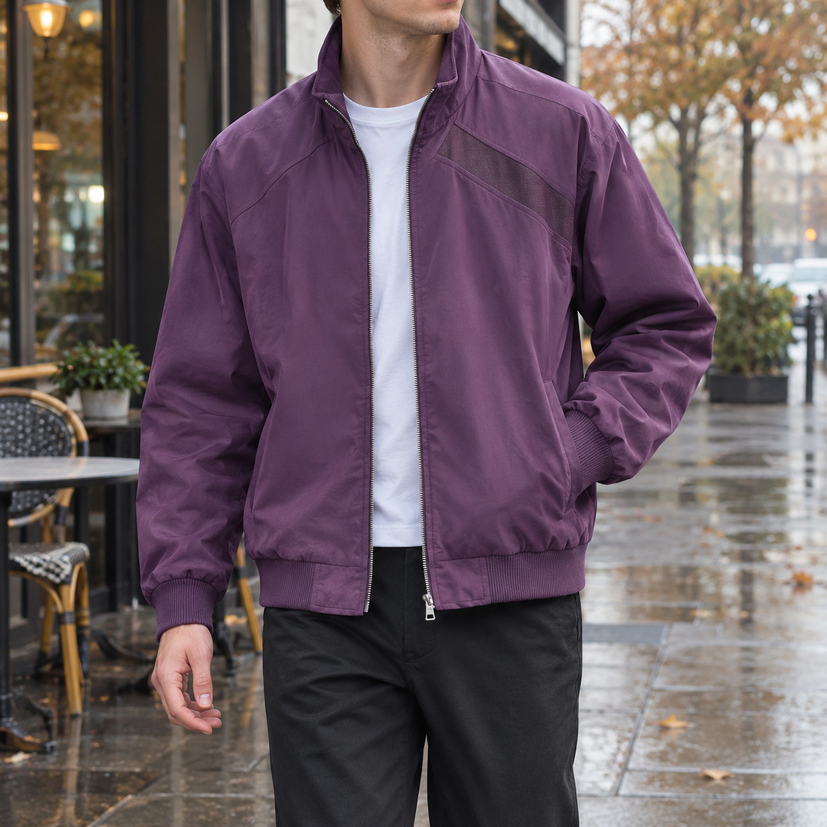 Logan Stand Collar Jacket - Purple