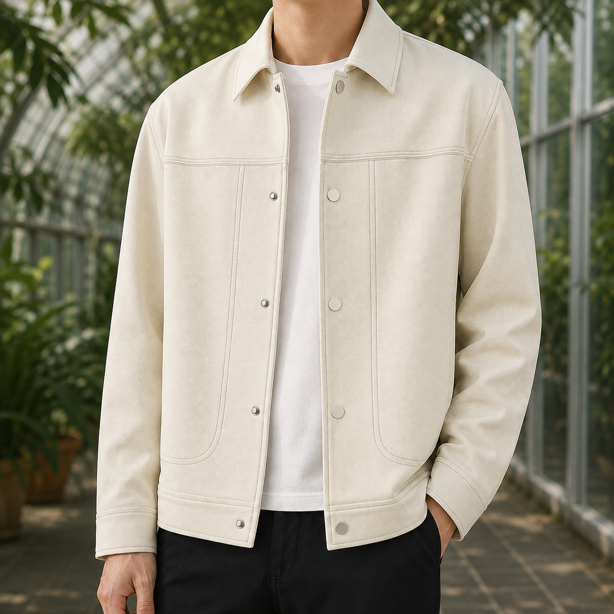 Wilder Contrast Stitch Jacket - Off White