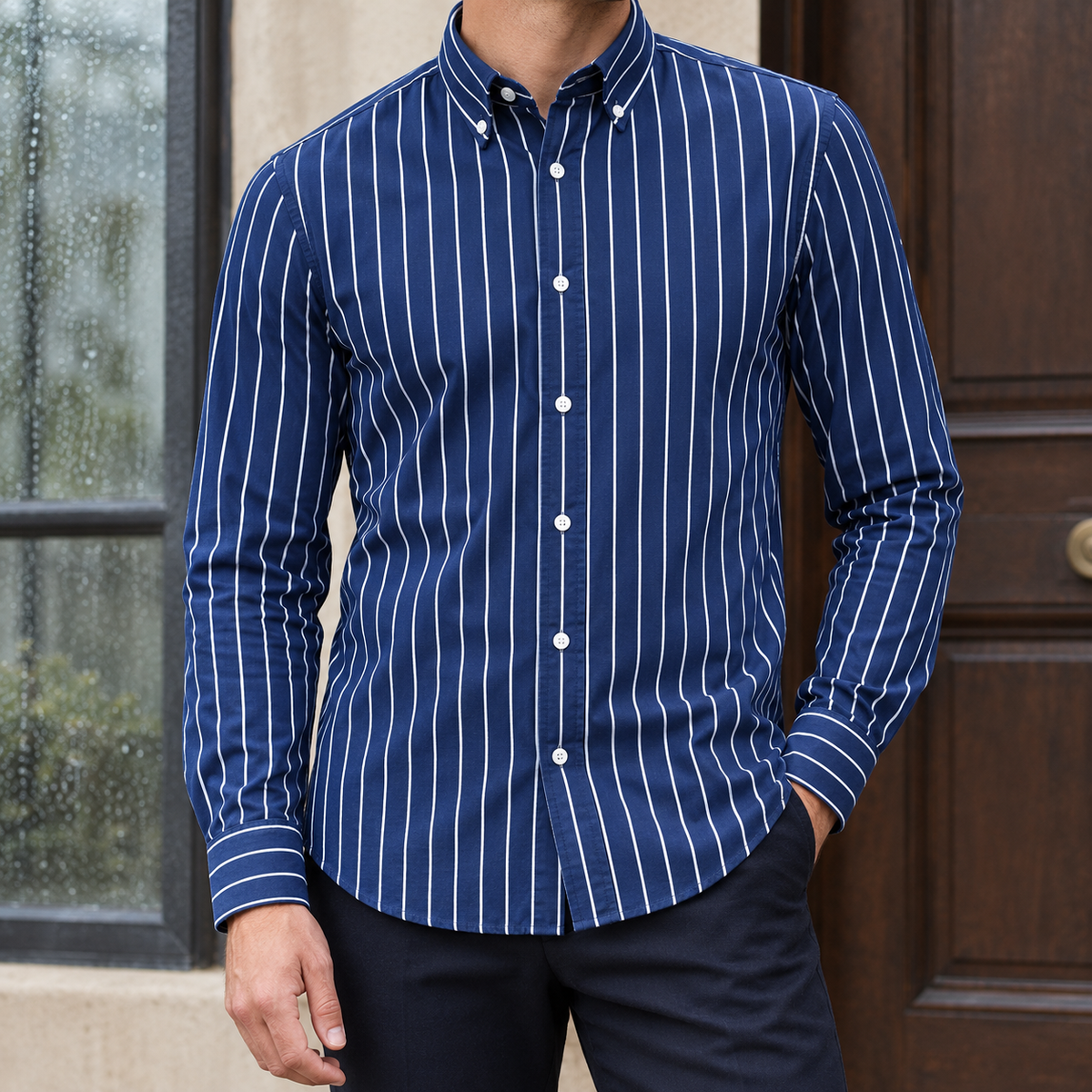 William Striped Shirt - Navy Blue