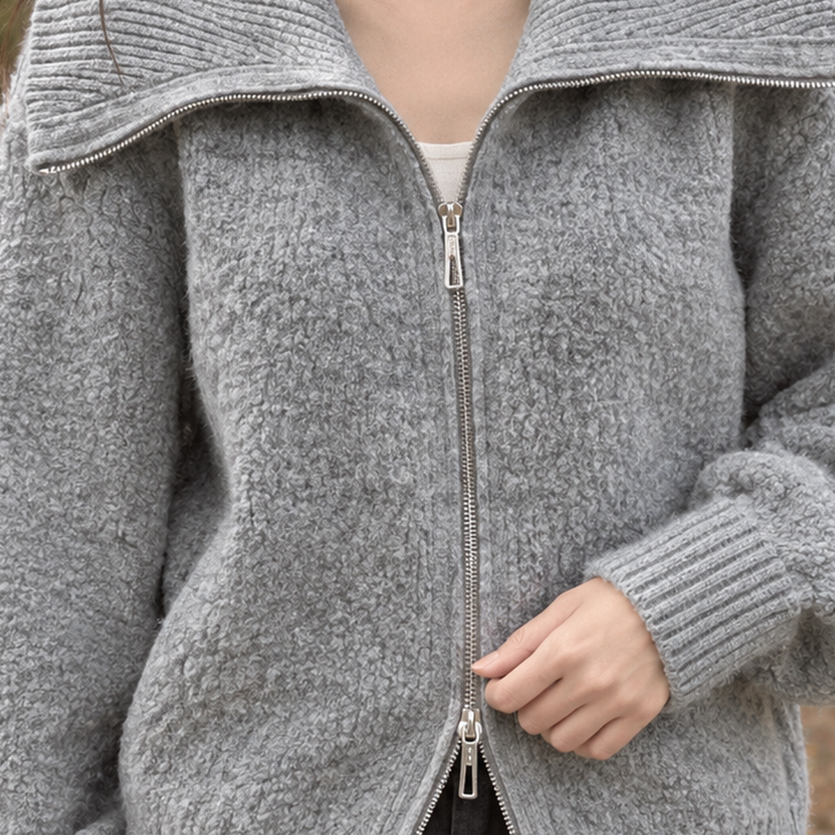 Delia Zip Collar Sweater - Lead Product Detail