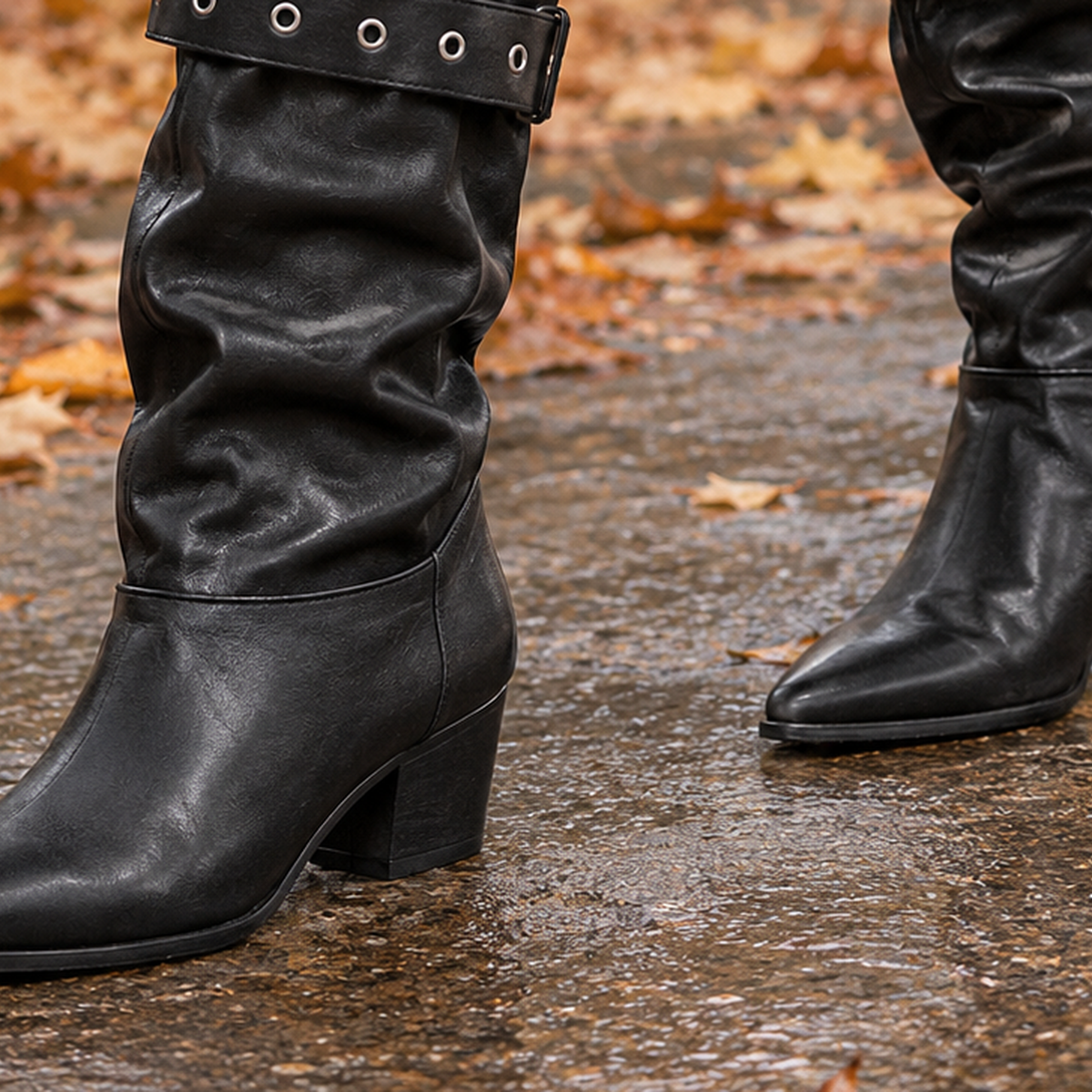 Lavagna Grommet Strap Boots - Lead Product Detail