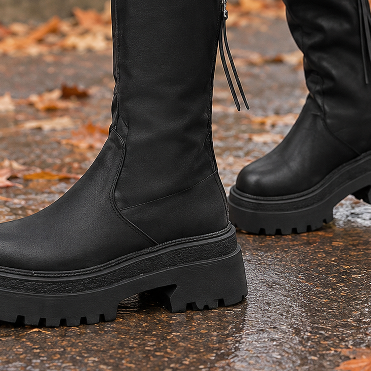 Gallarate Buckled Platform Boots - Lead Product Detail