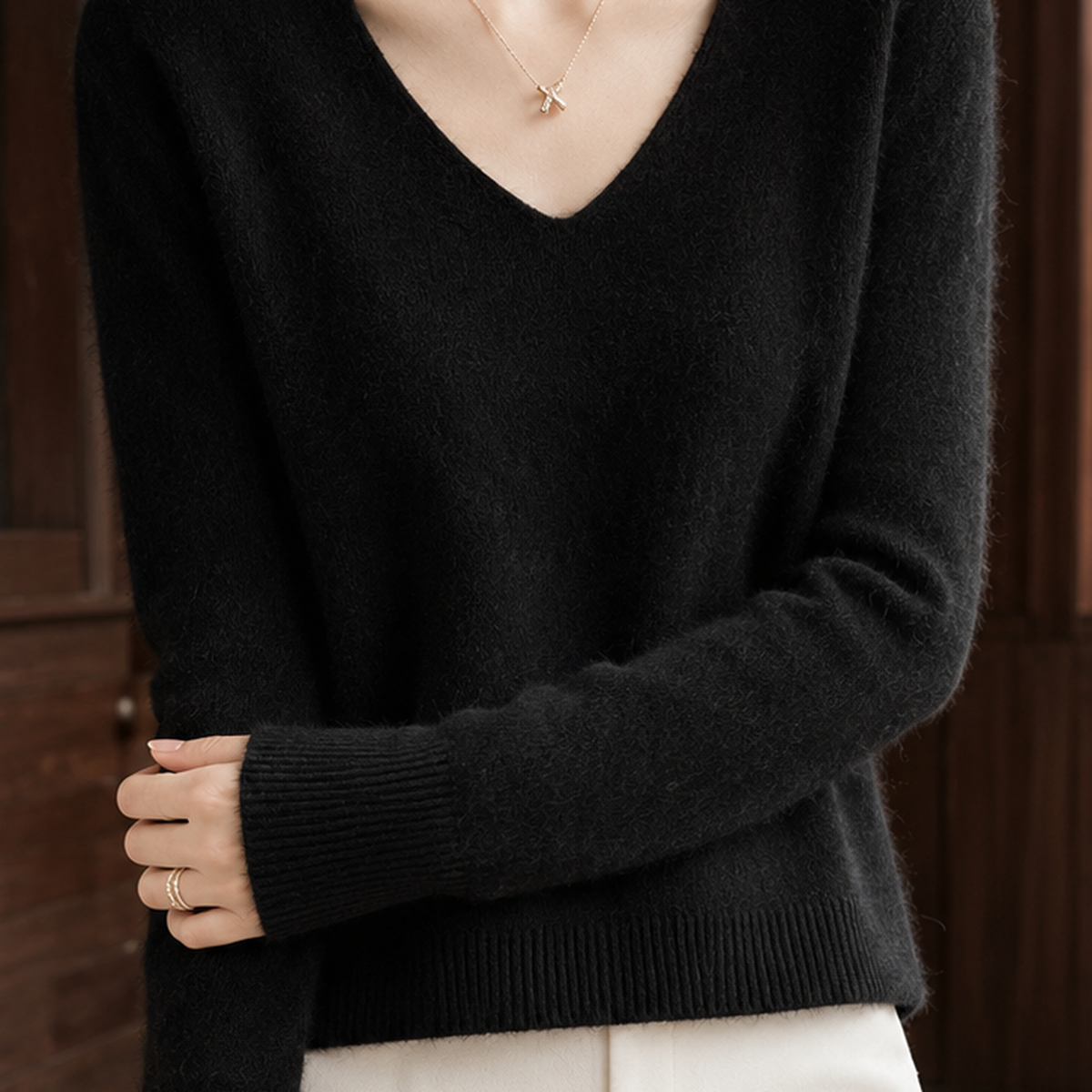 Leontine V Neck Sweater - Lead Product Detail