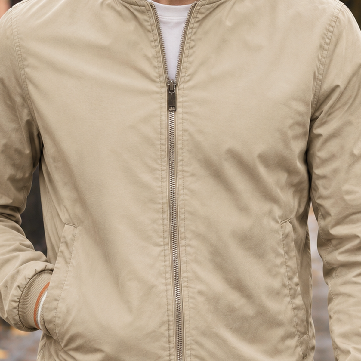 Rupert Ribbed Bomber Jacket - Lead Product Detail