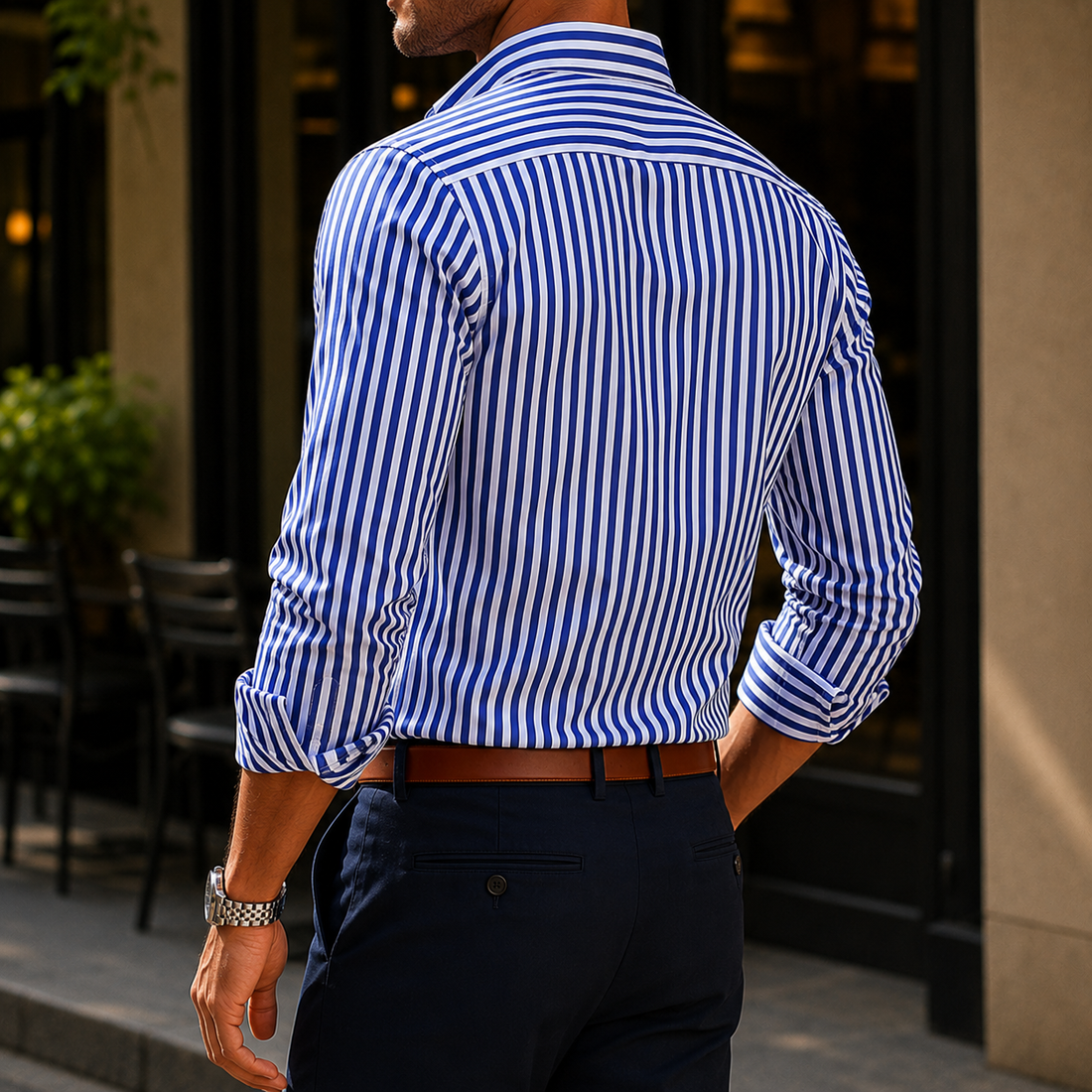 Caius Striped Shirt - Lead Alternate View