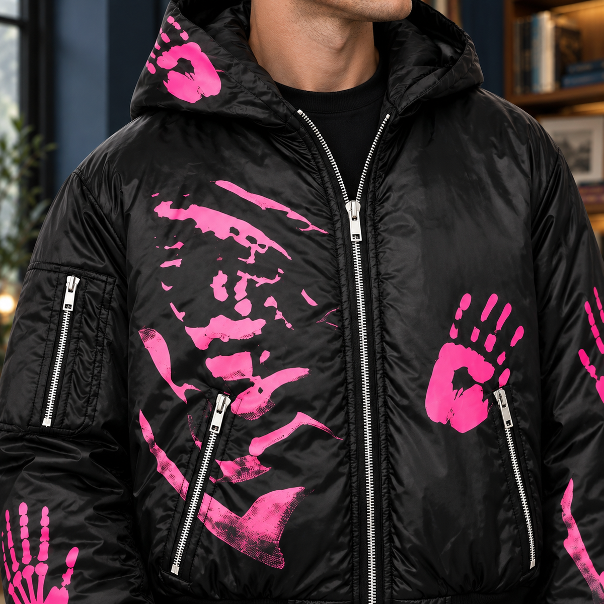 Owen Graphic Bomber Jacket - Lead Product Detail