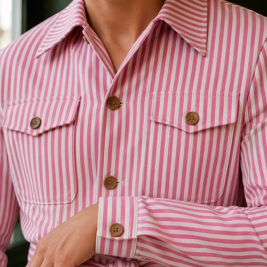 Archer Striped Safari Jacket - Lead Product Detail