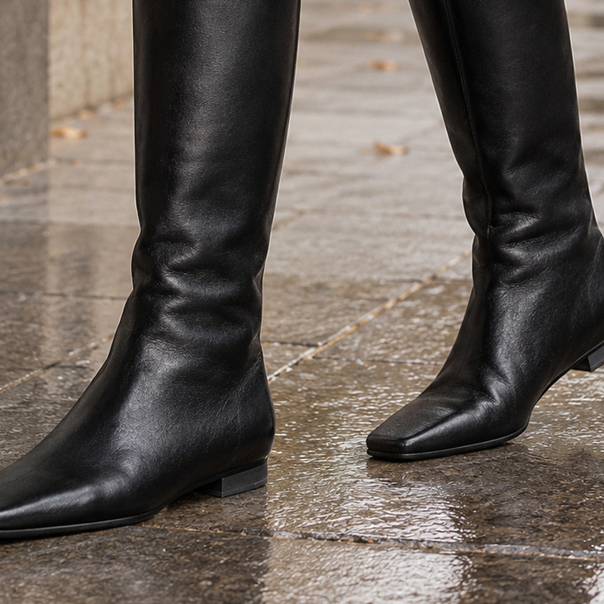 Leonelli Square Knee High Boots - Lead Product Detail