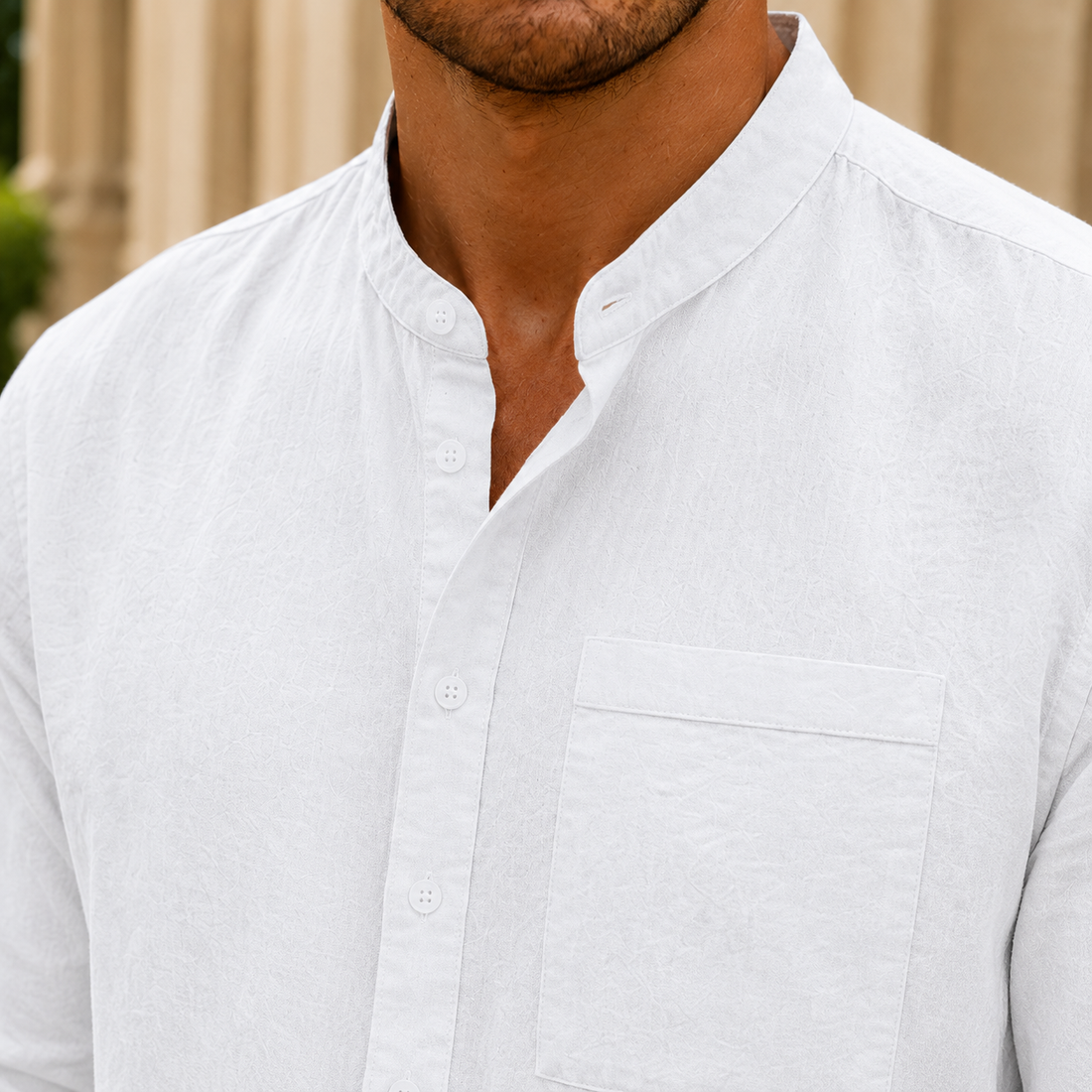 Reuben Stand Collar Shirt - Lead Product Detail