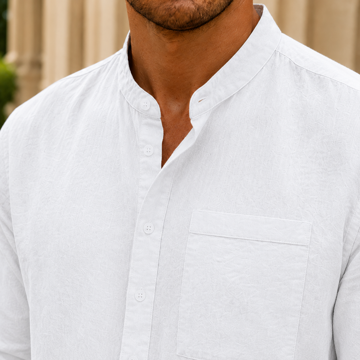 Reuben Stand Collar Shirt - Lead Product Detail