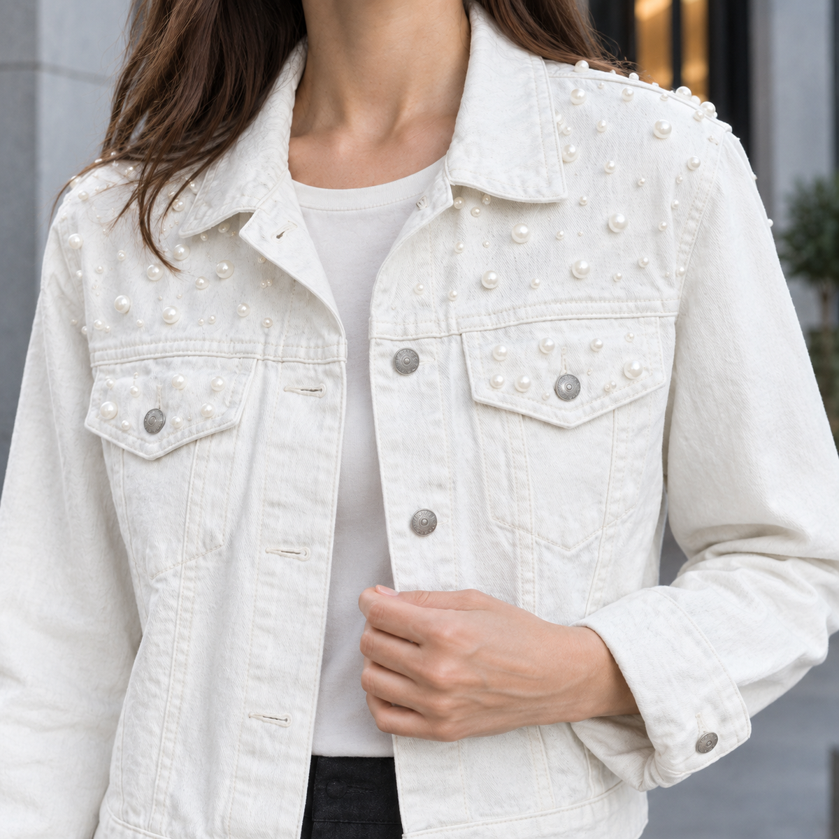 Avaline Beaded Denim Jacket - Lead Product Detail
