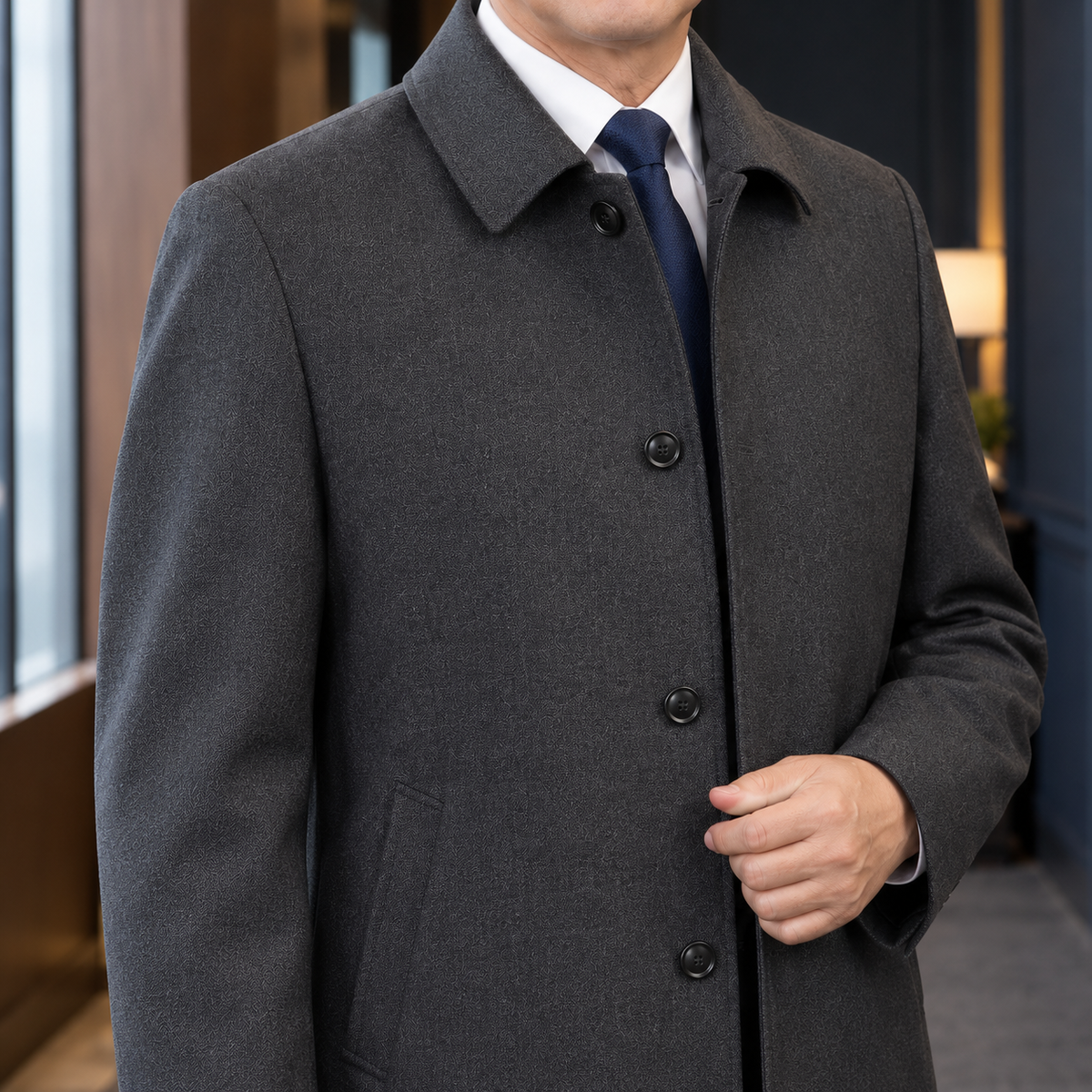Merrick Single-Breasted Overcoat - Lead Product Detail