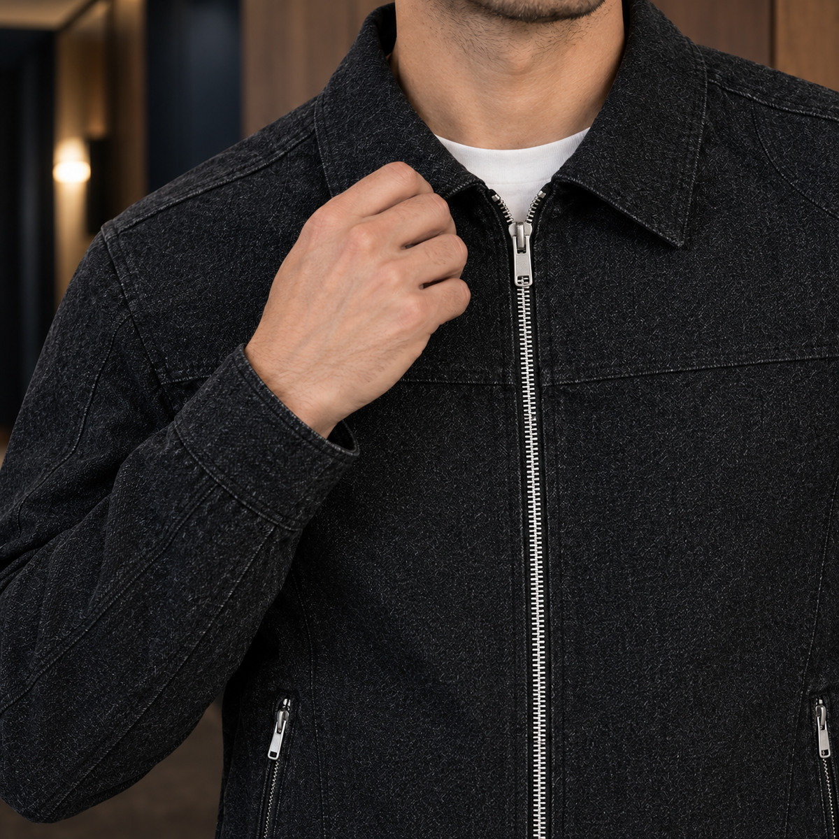Matthew Panelled Denim Jacket - Lead Product Detail