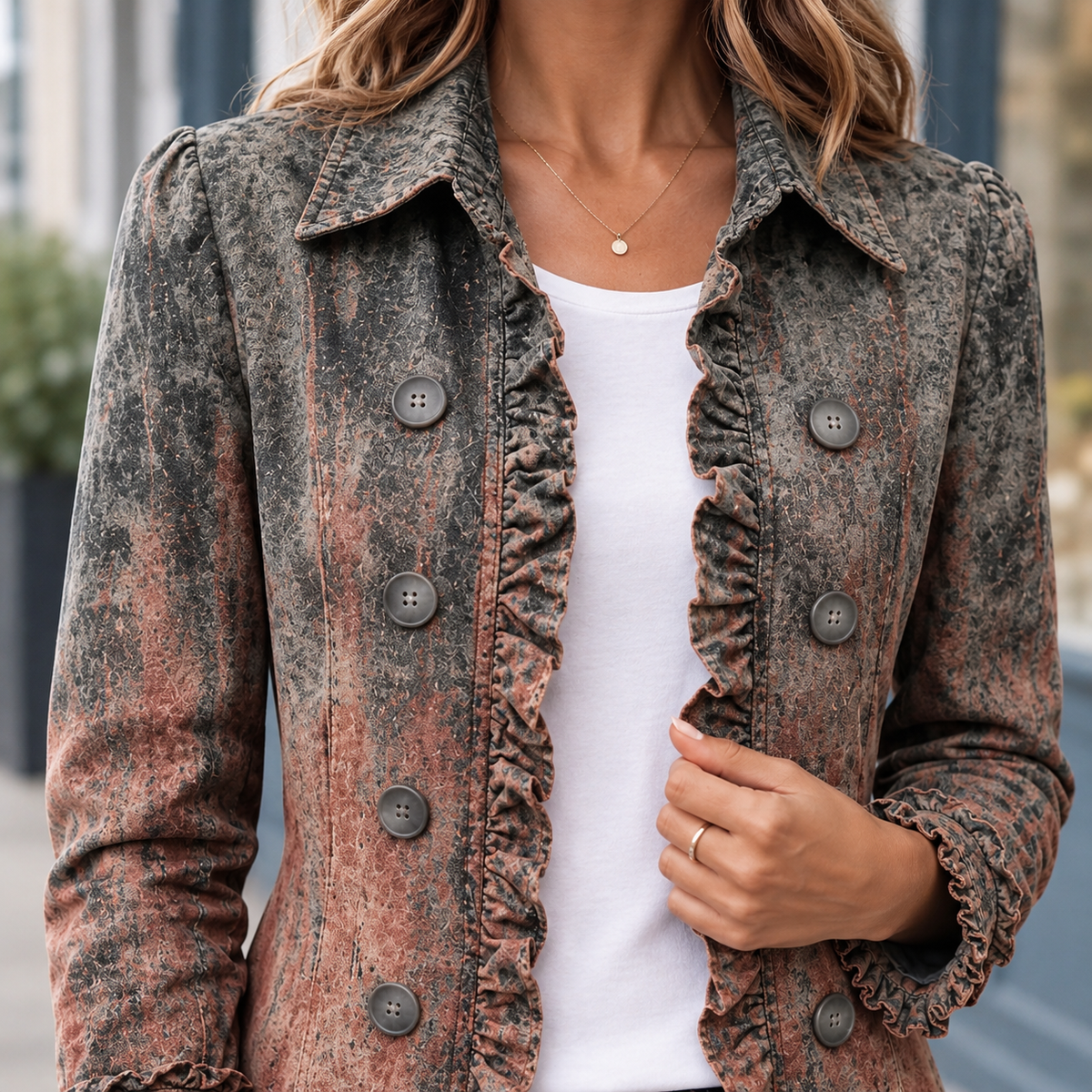 Ilaria Ruffle Jacket - Lead Product Detail