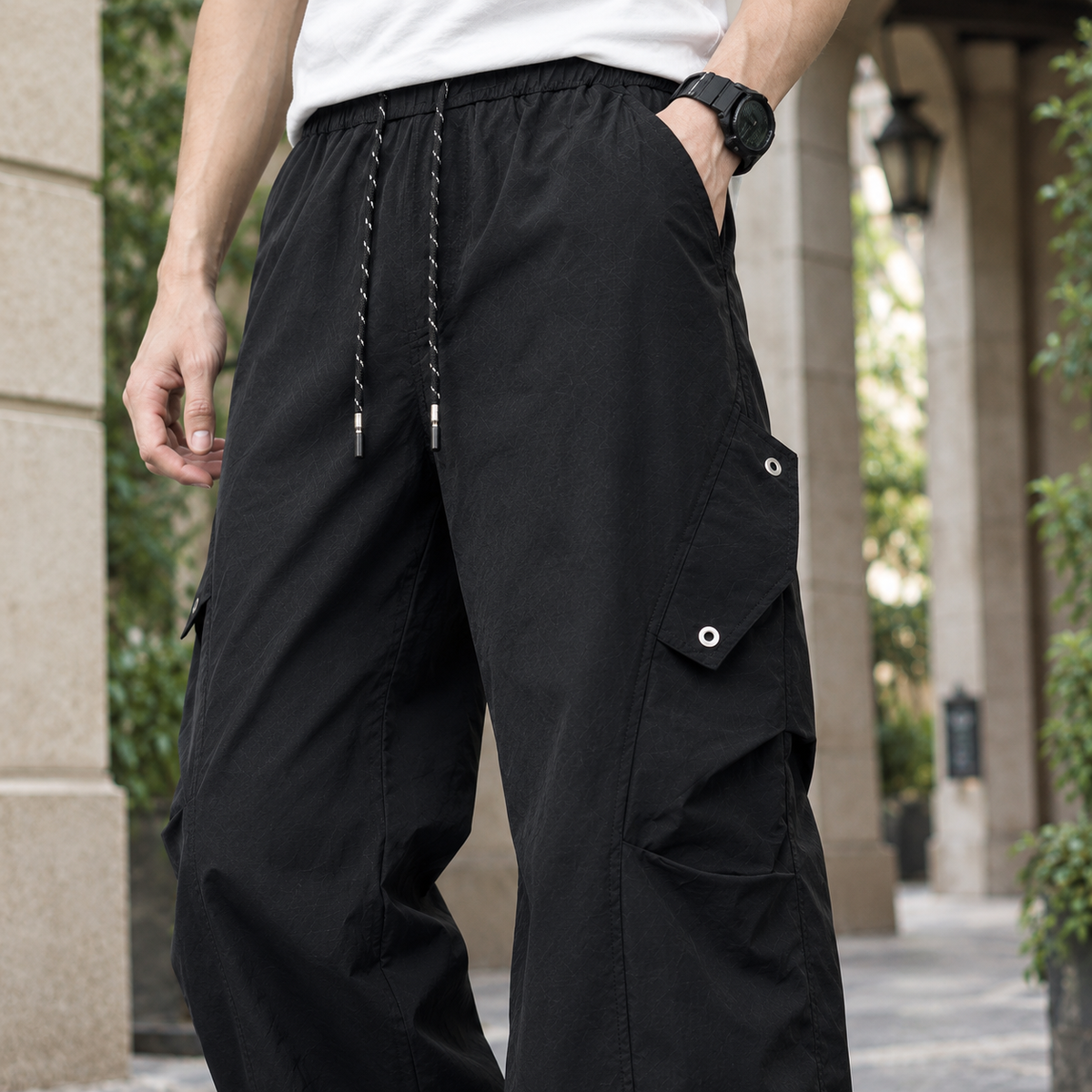 Edmund Wide-Leg Cargo Pants - Lead Product Detail