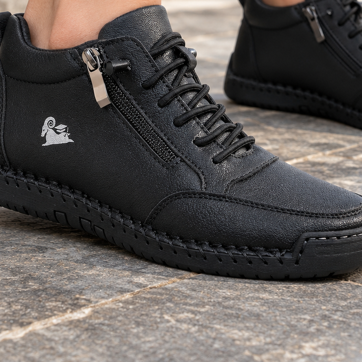 Bordoni Hand-Stitched Sneakers - Lead Product Detail