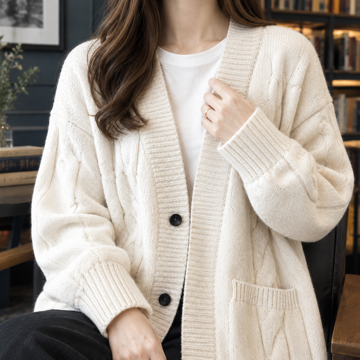 Odalys Cable Knit Cardigan - Lead Product Detail