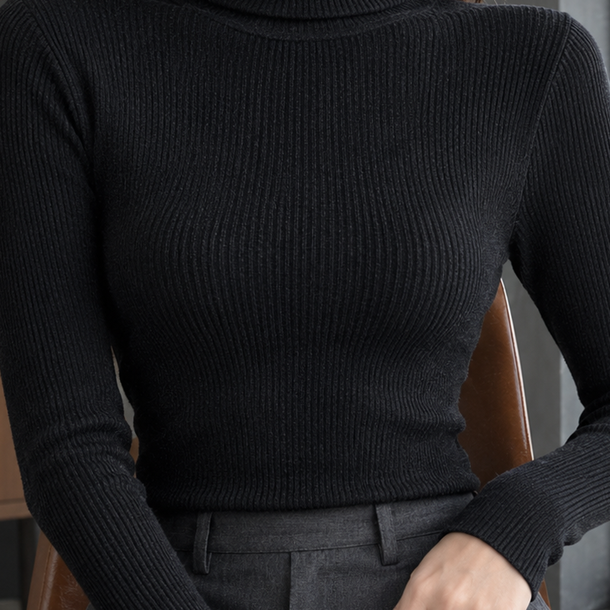 Jacinta Ribbed Turtleneck - Lead Product Detail