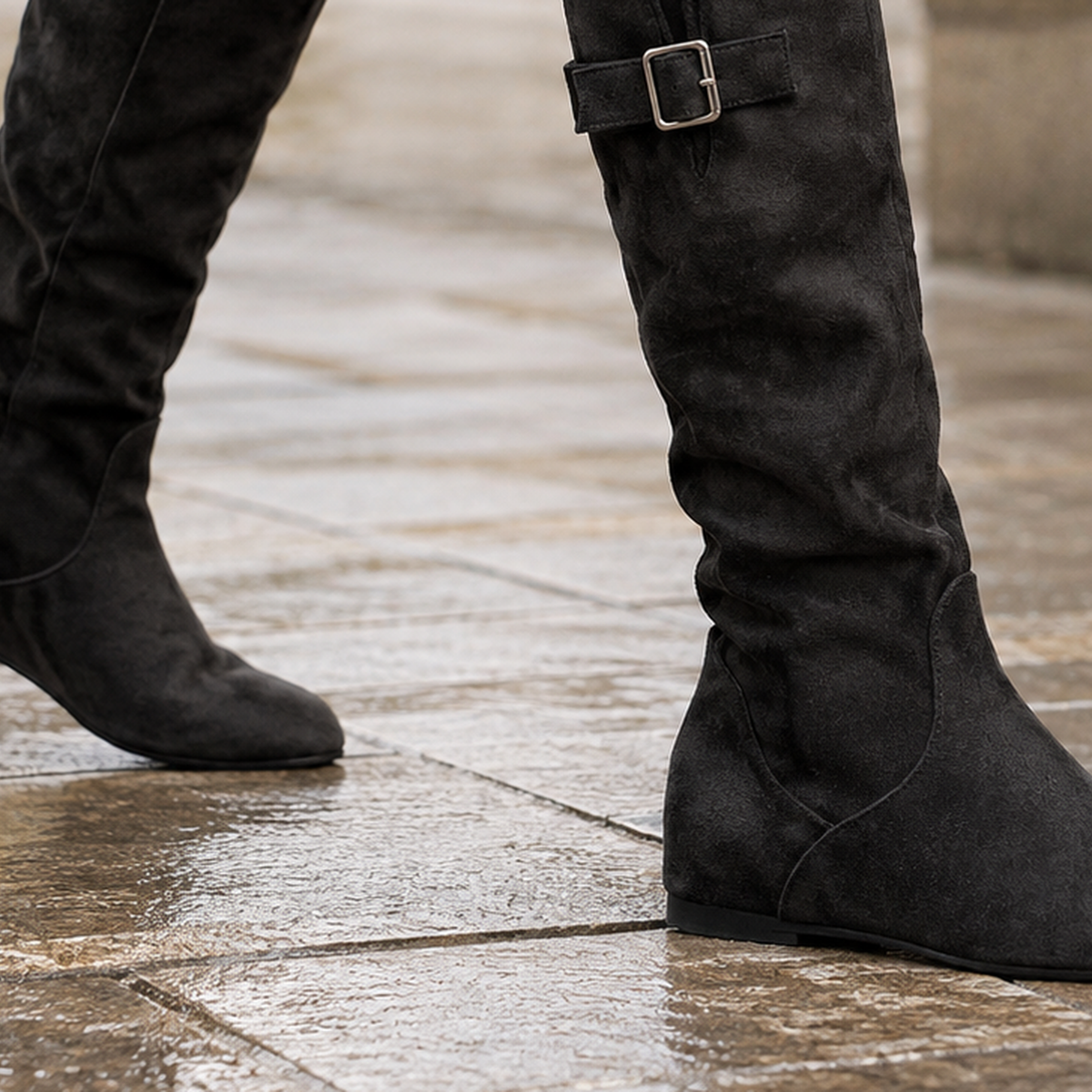 Fornari Suede Buckle Boots - Lead Product Detail