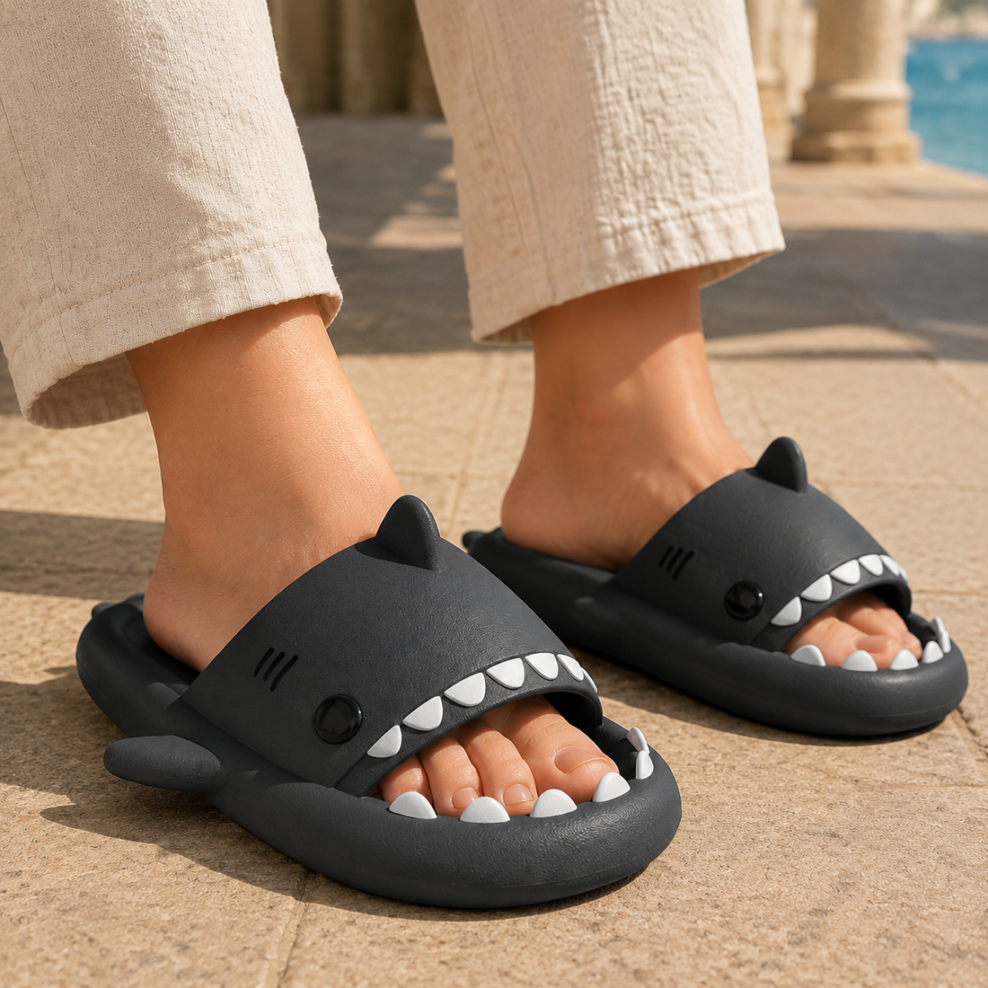 Roncalli Shark Slippers - Lead Product Detail
