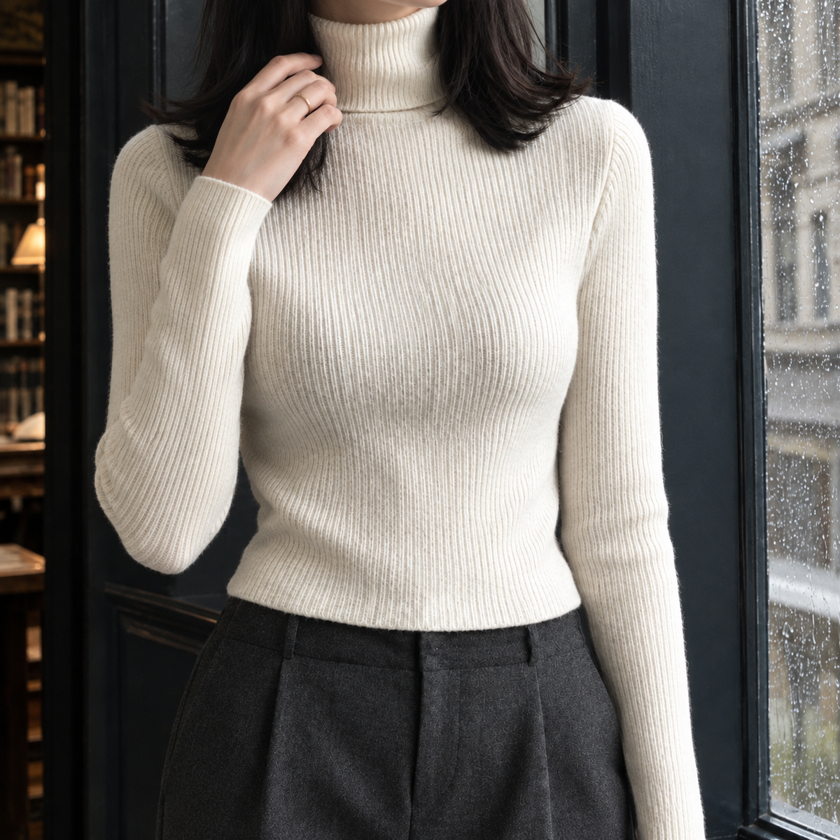 Sidonie Ribbed Turtleneck - Lead Product Detail