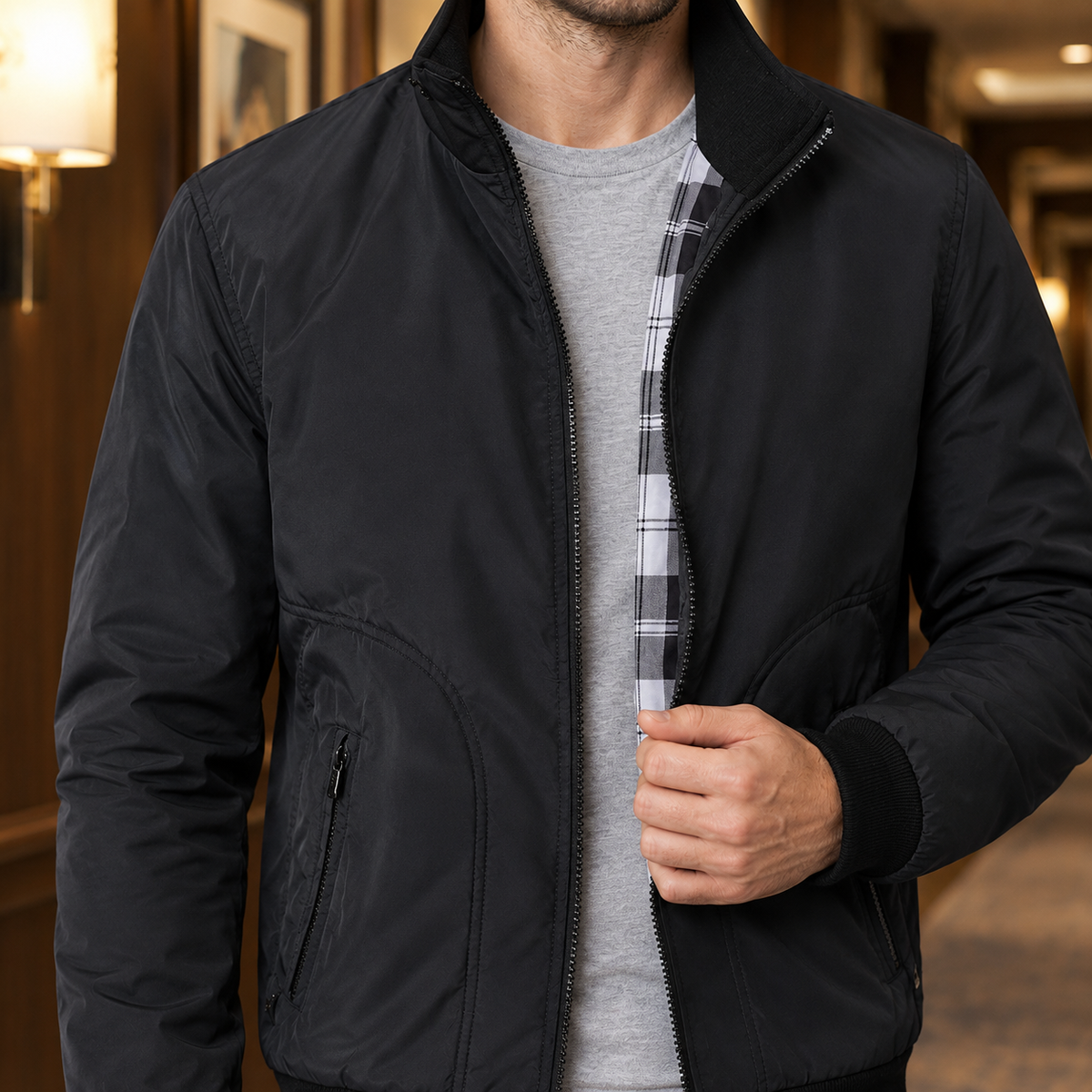 Gregoire Stand Collar Jacket - Lead Product Detail