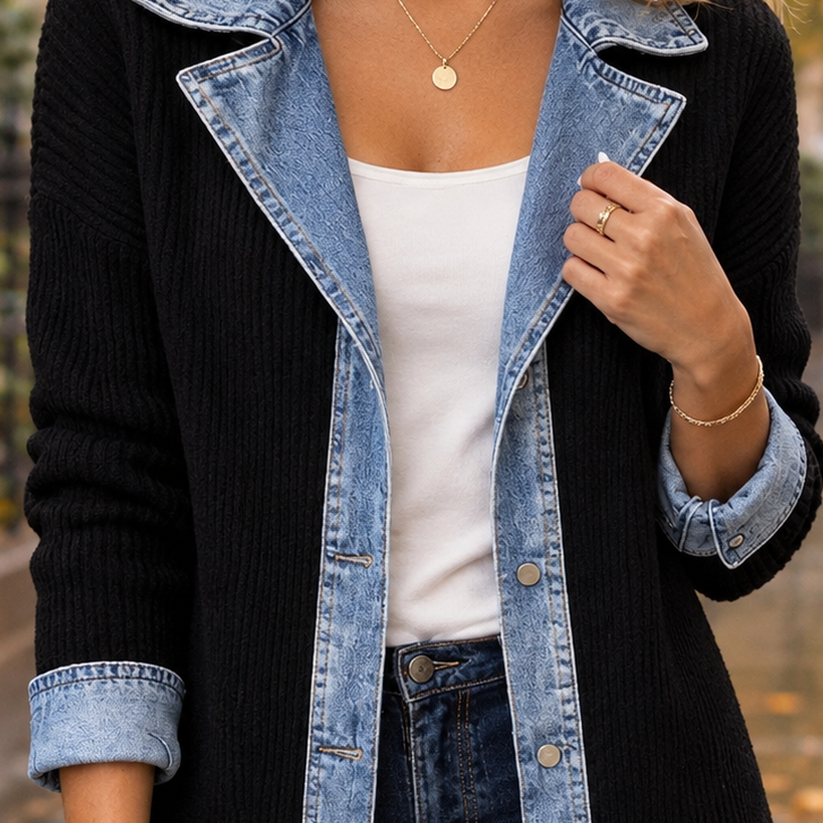 Charlotte Denim Trim Jacket - Lead Product Detail