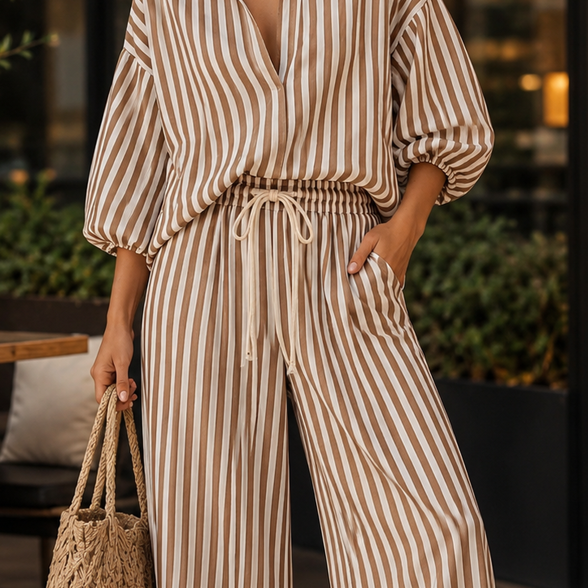 Apolline Striped Pants Set - Lead Product Detail