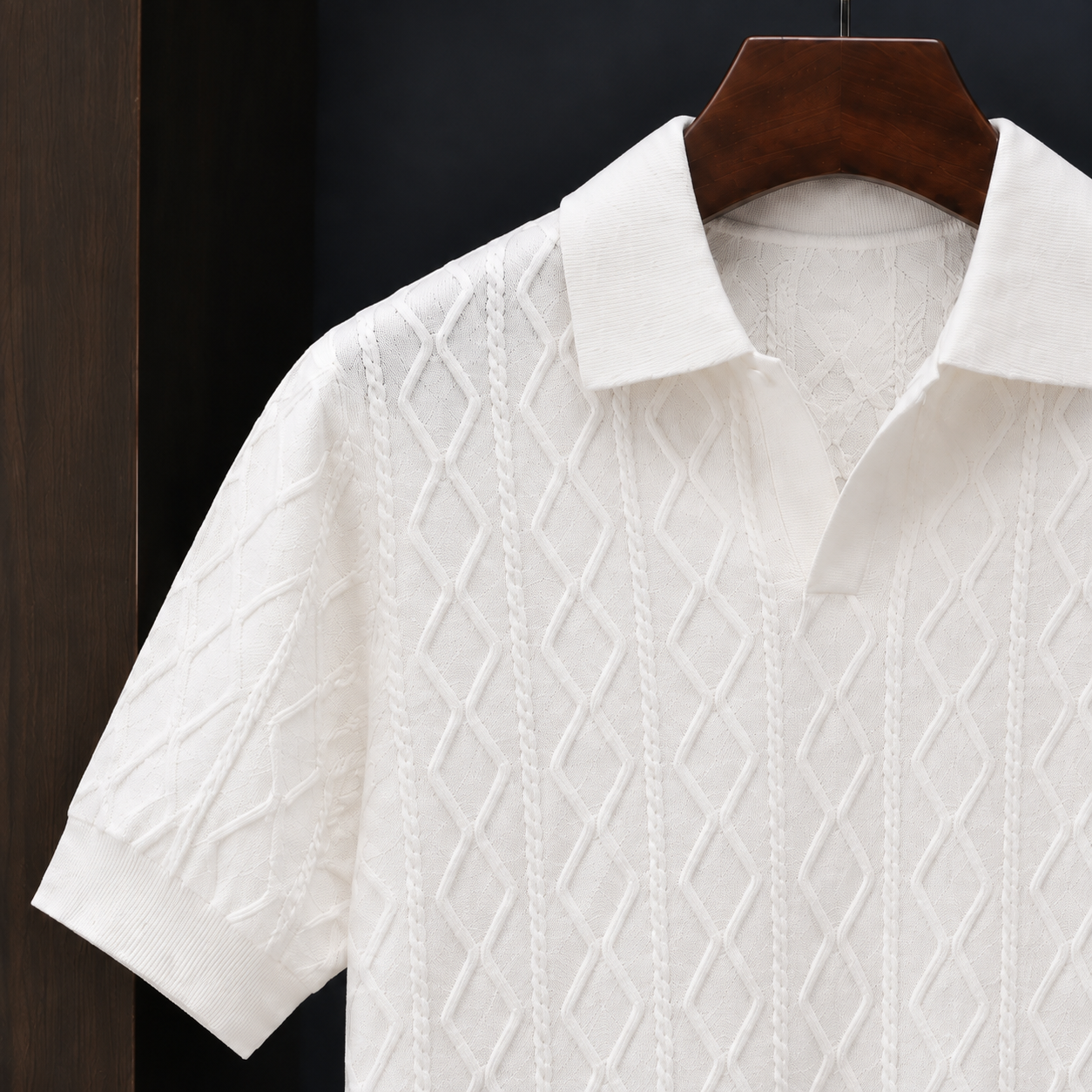 Giles Cable Knit Polo - Lead Product Detail