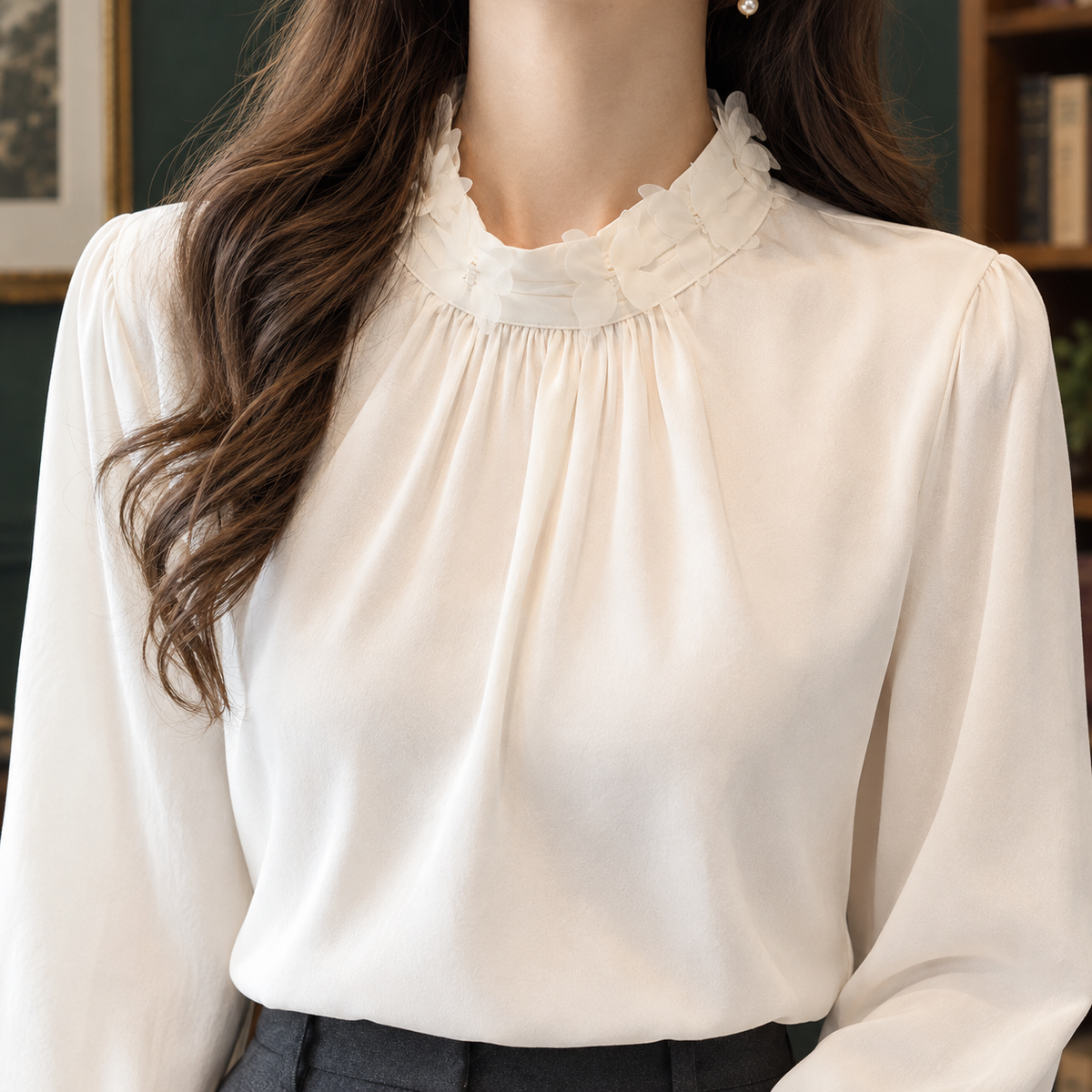 Natalie Ruffle Neck Blouse - Lead Product Detail