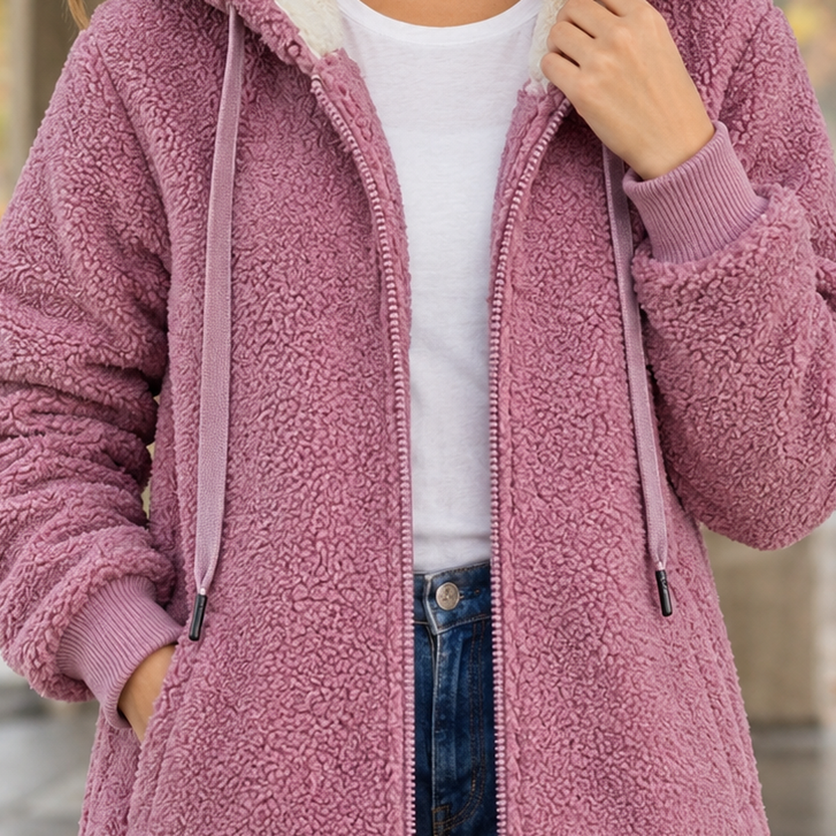 Karen Wool Hooded Jacket - Lead Product Detail