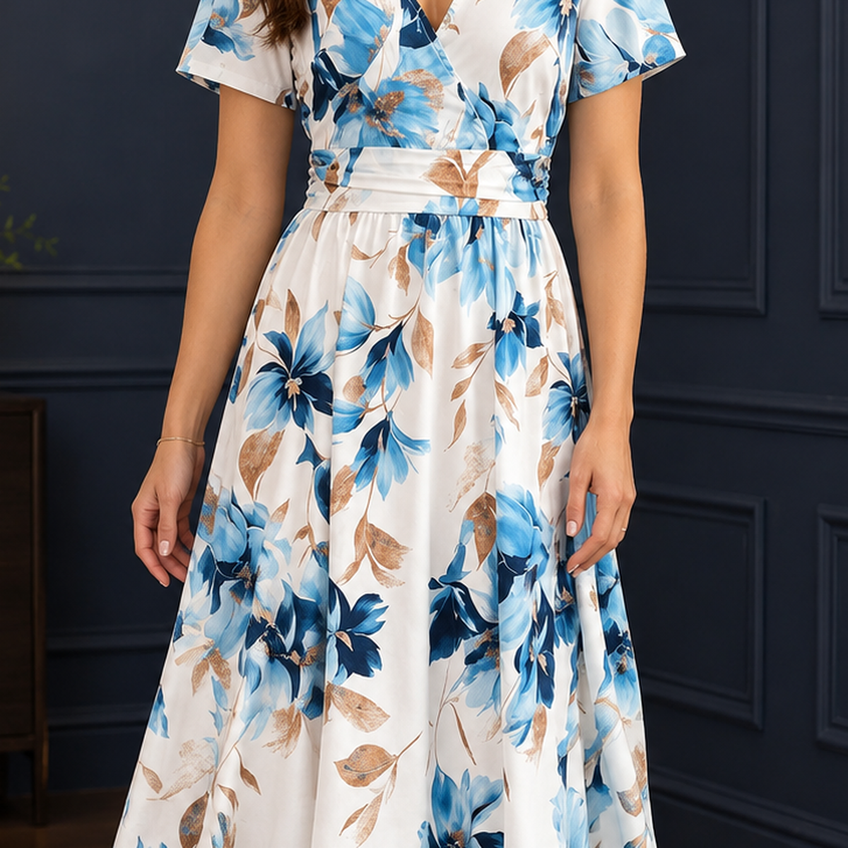 Paige Wrap Midi Dress - Lead Product Detail