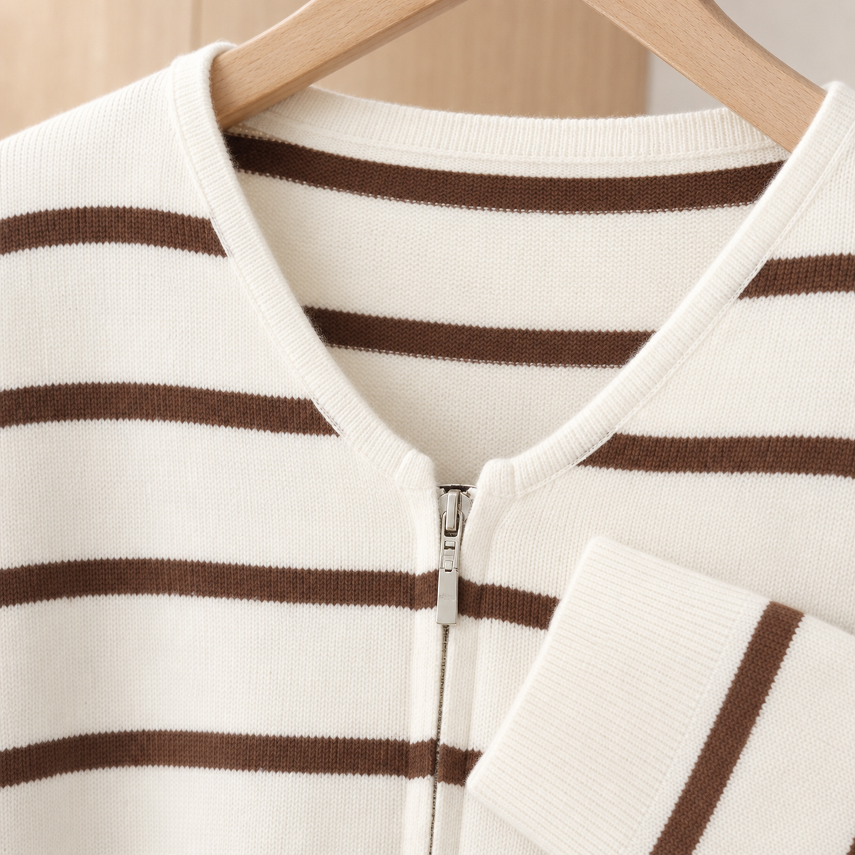 Torquil Striped Zip Cardigan - Lead Product Detail